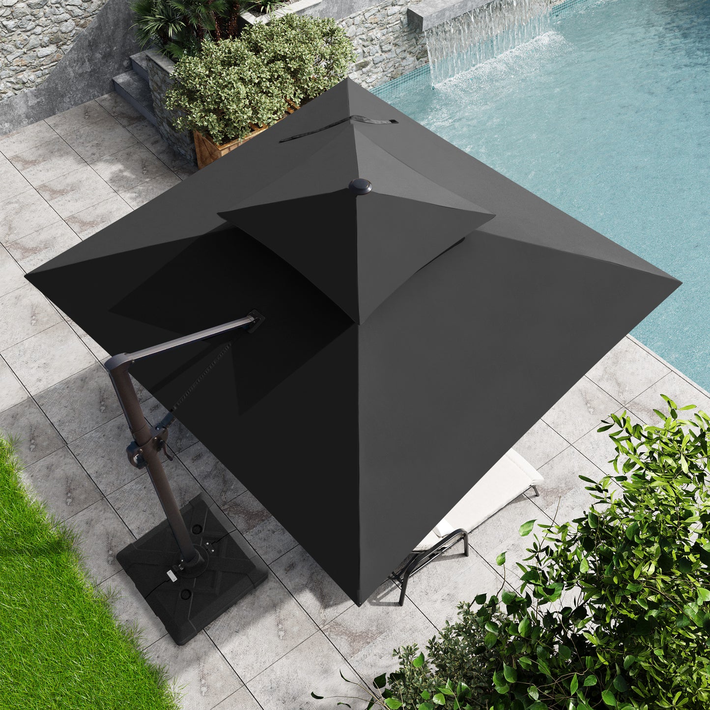 Crestlive Products 11x11ft Aluminum Crank Cantilever Patio Umbrella