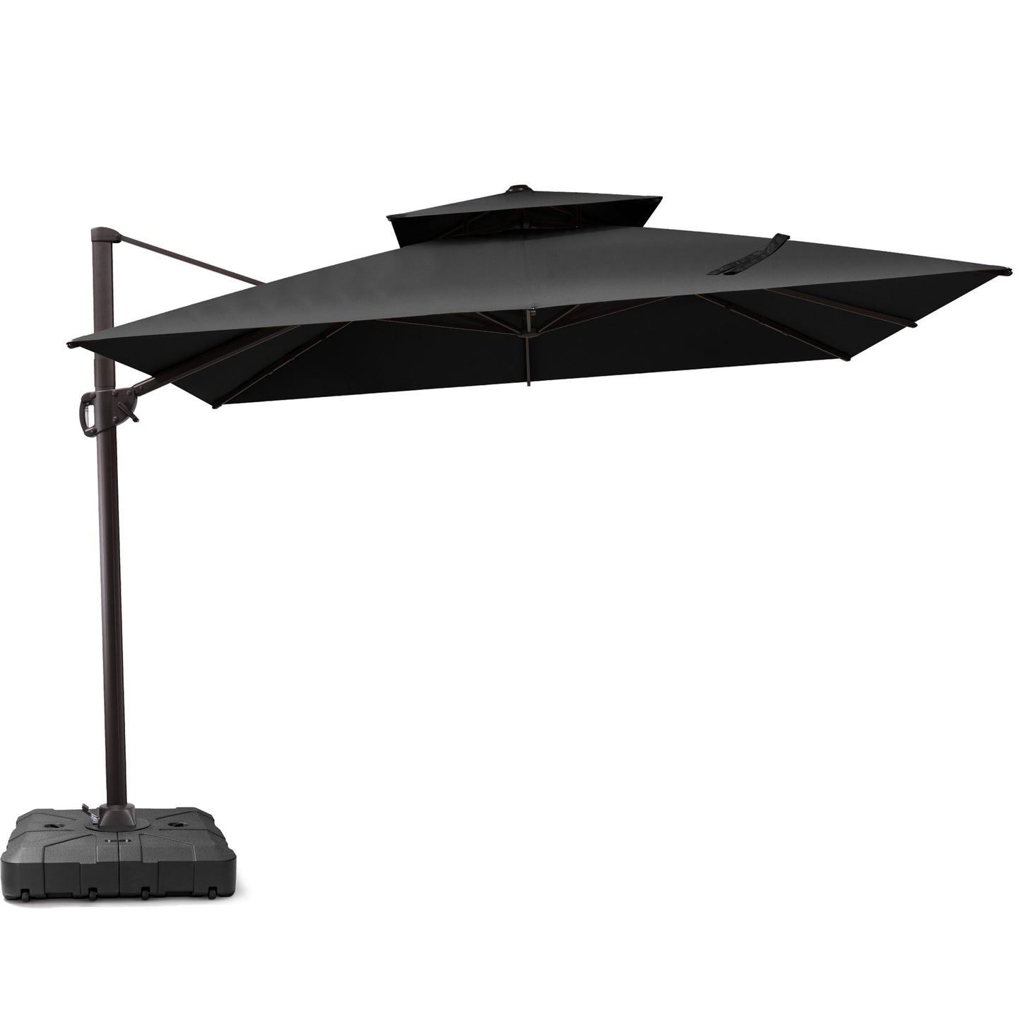 Outdoor Cantilever Umbrella Double Top Offset 11 ft with Base