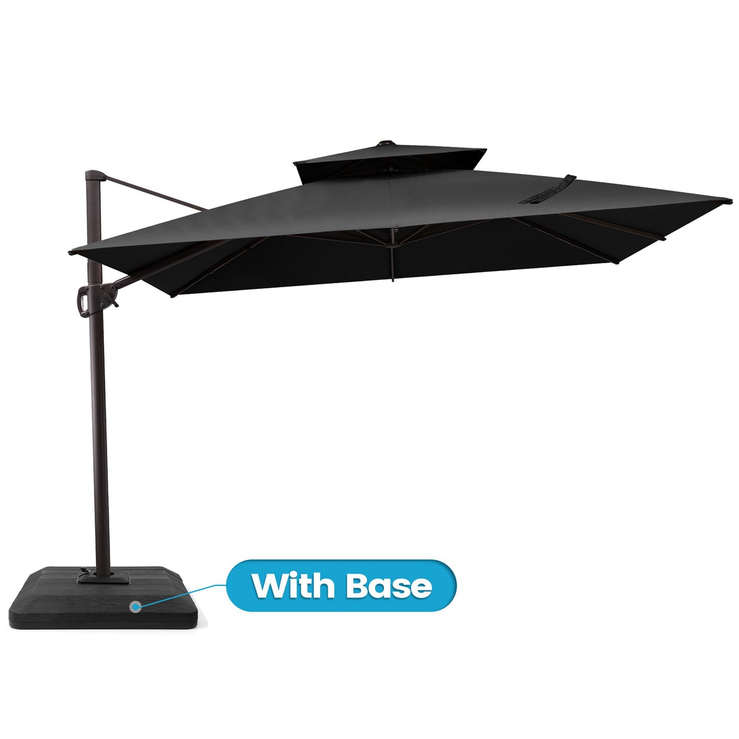 Crestlive Products 11x11ft Aluminum Double Top Crank Cantilever Patio Umbrella with Base