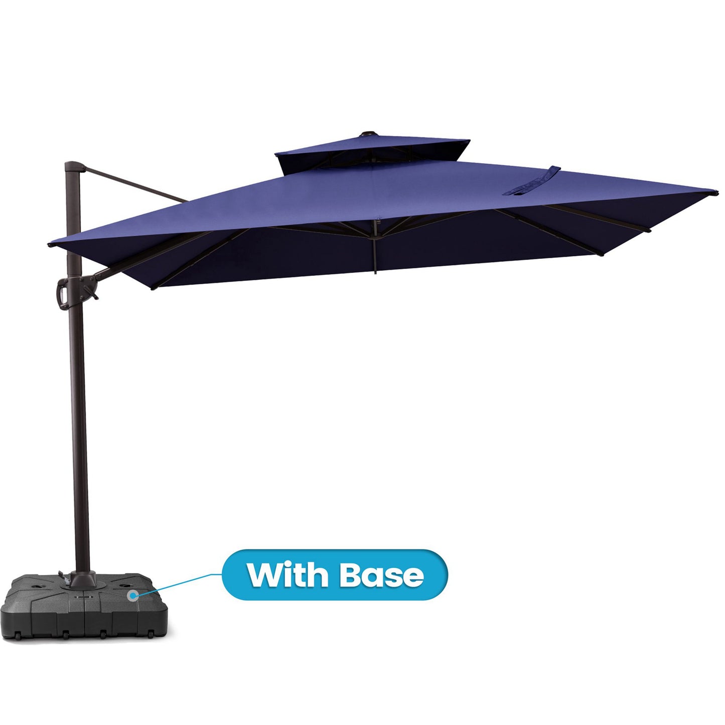Outdoor Cantilever Umbrella Double Top Offset 11 ft with Base