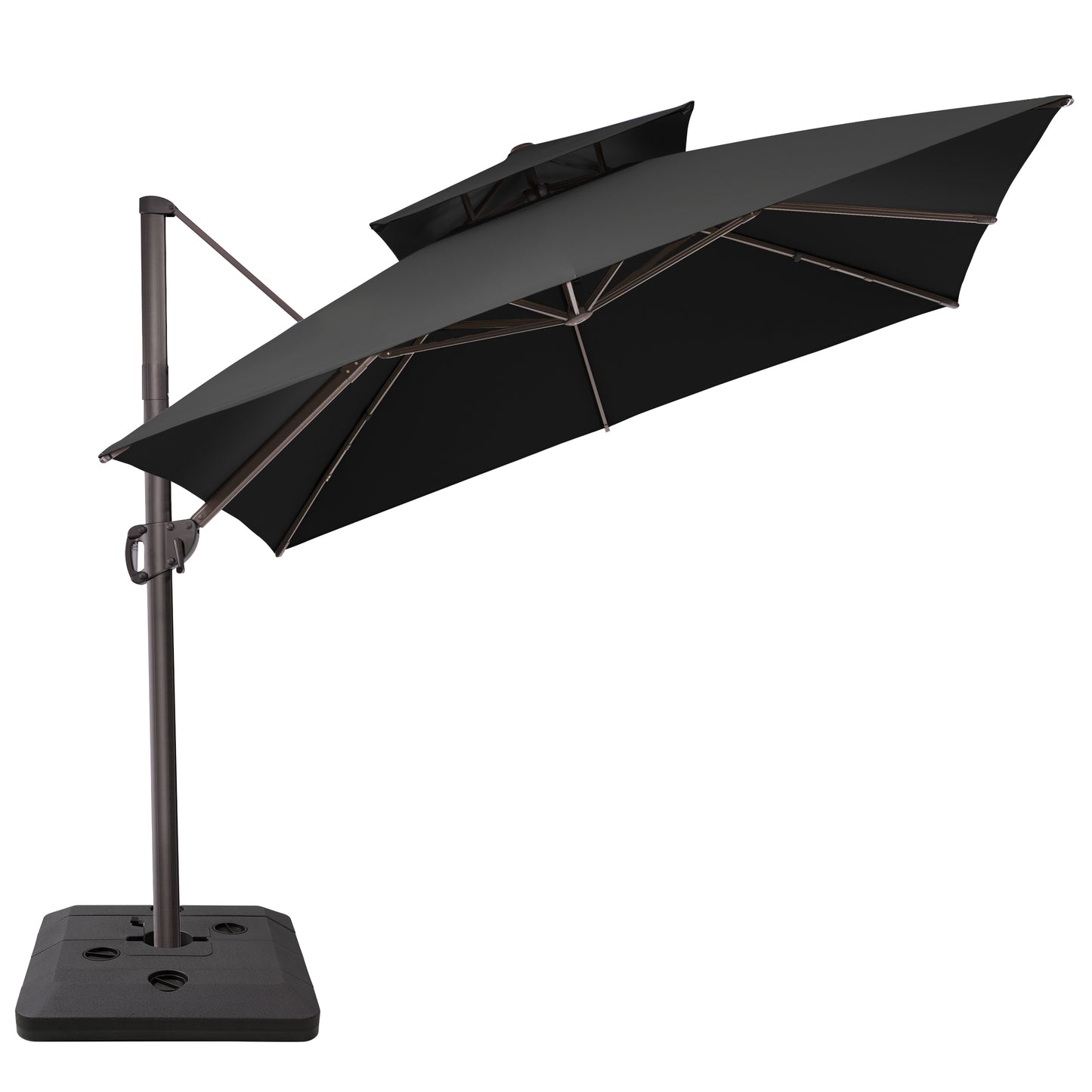 Crestlive Products 11x11ft Aluminum Double Top Crank Cantilever Patio Umbrella with Base