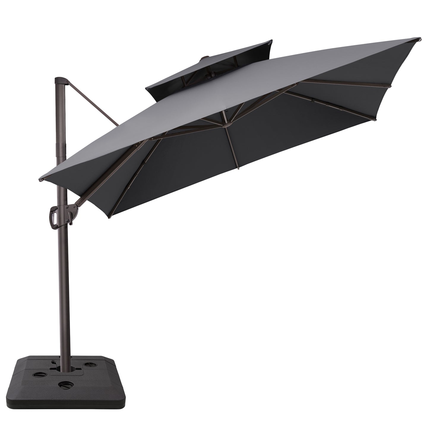 Crestlive Products 11x11ft Aluminum Double Top Crank Cantilever Patio Umbrella with Base