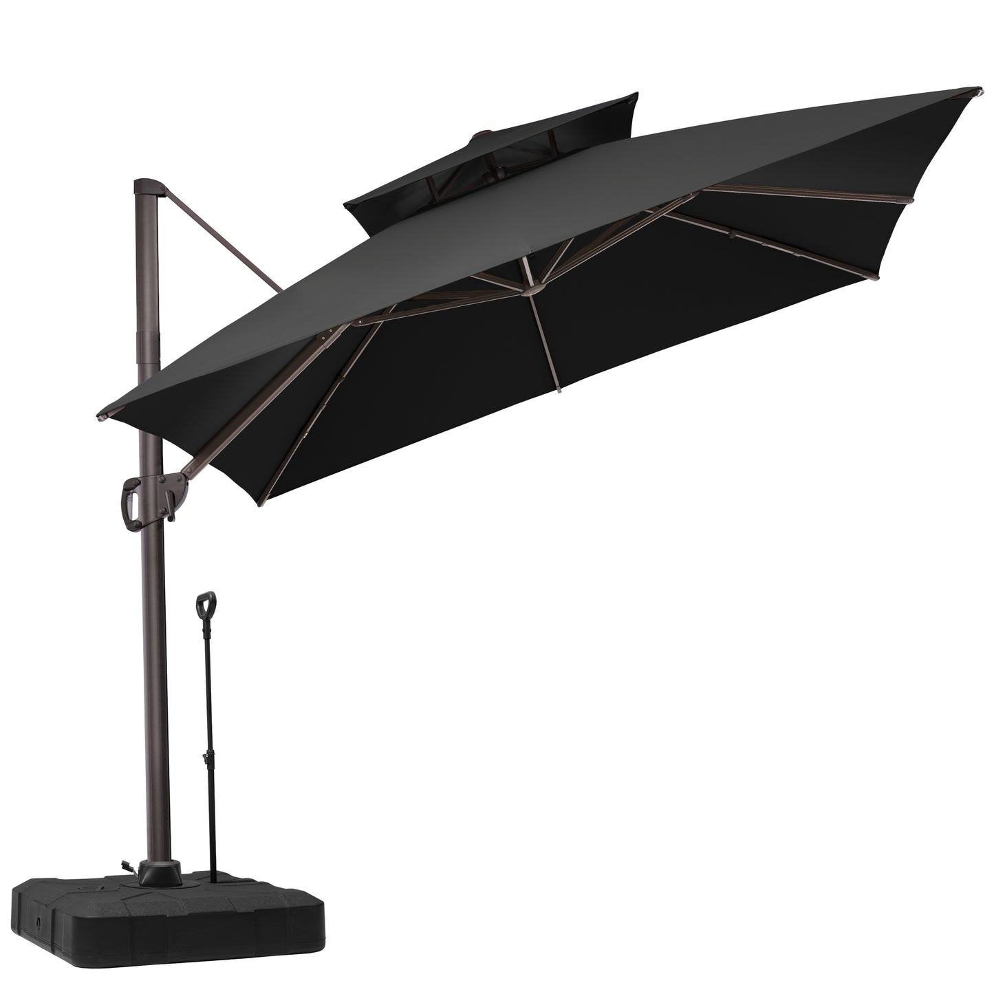 Crestlive Products 11x11ft Aluminum Double Top Crank Cantilever Patio Umbrella with Base