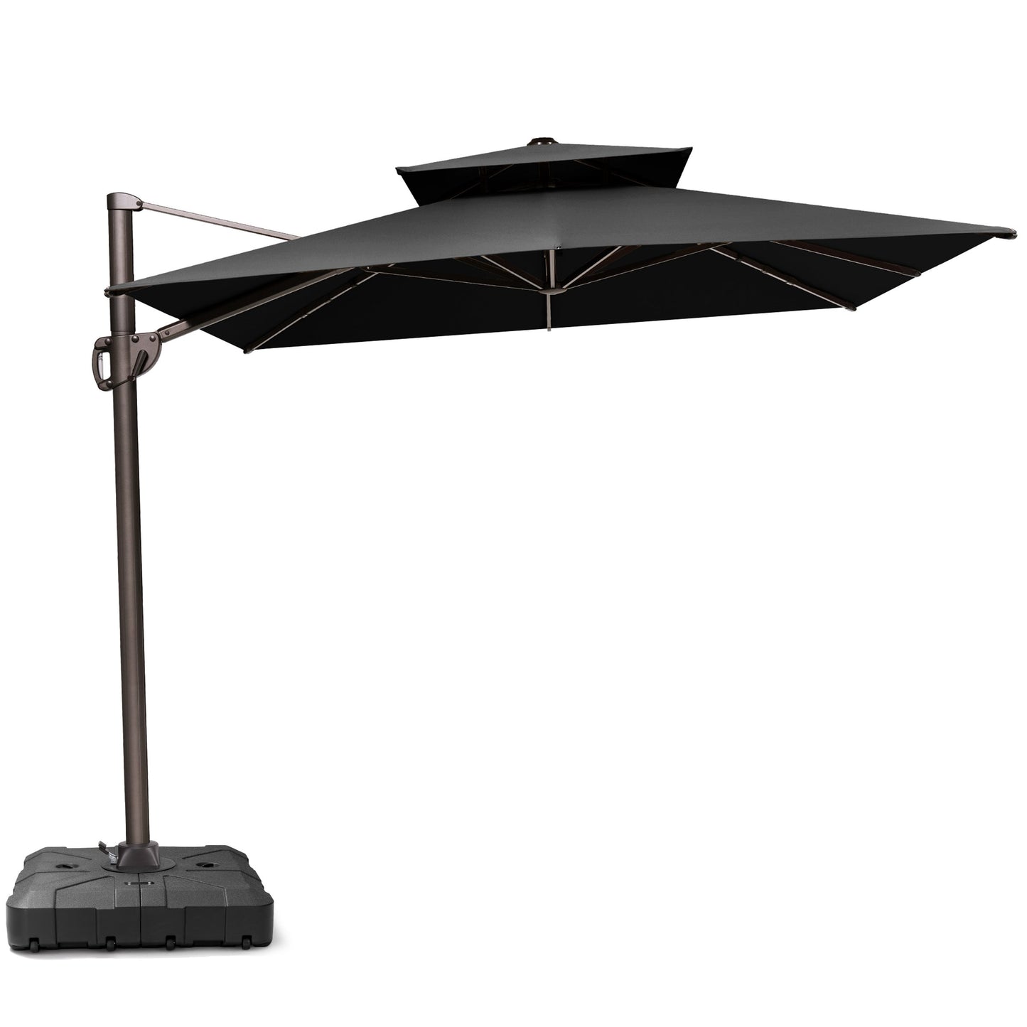 Crestlive Products 9x11ft Aluminum Dual Top Crank Cantilever Patio Umbrella with Base