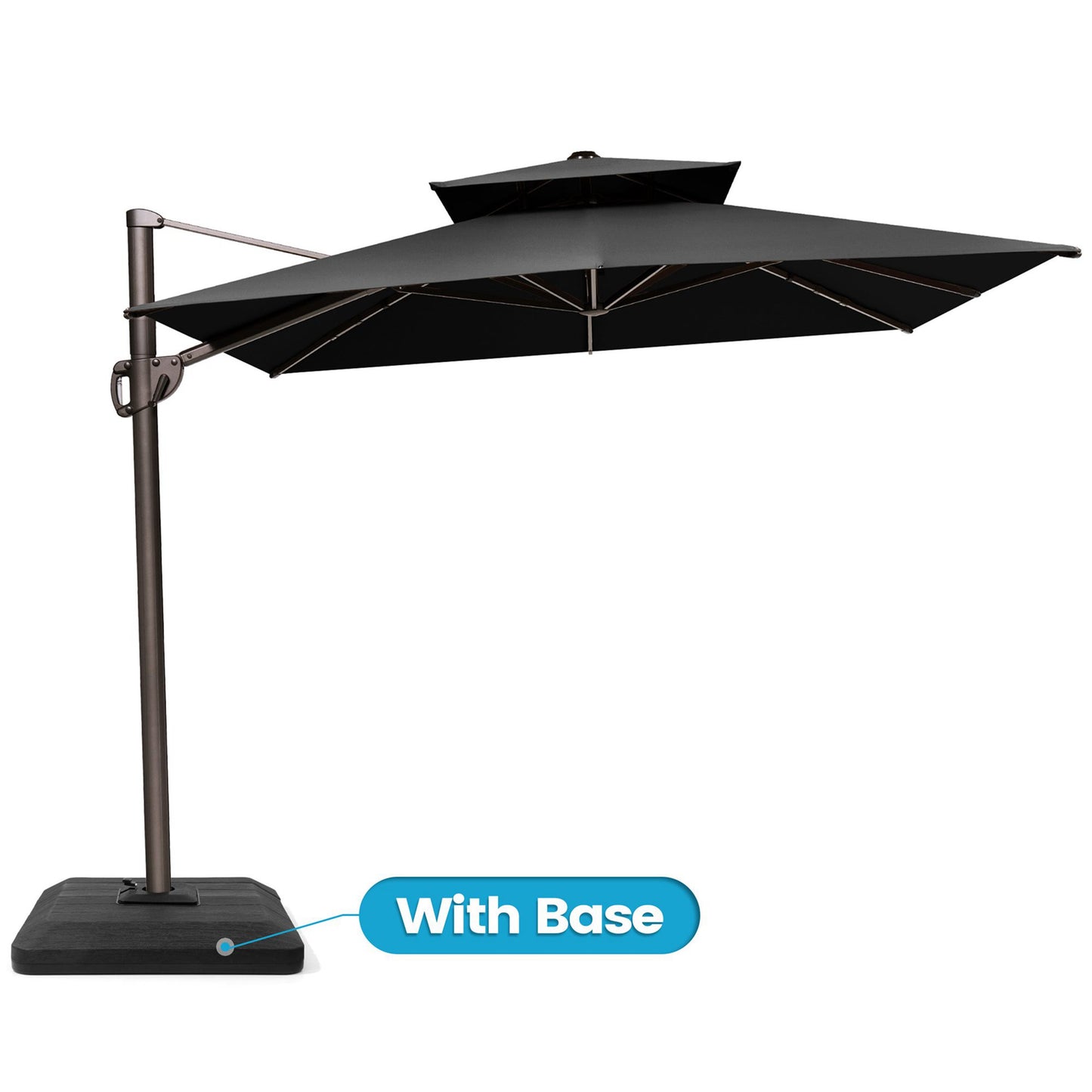 Crestlive Products 11x9ft Aluminum Double Top Crank Cantilever Patio Umbrella with Base
