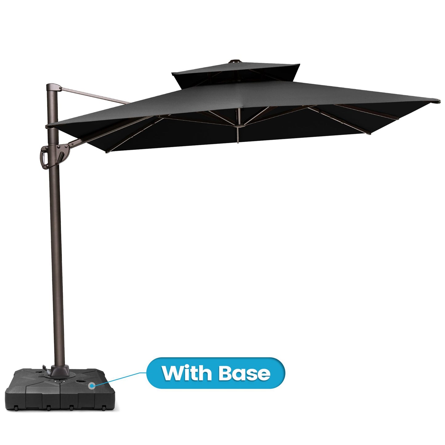 Crestlive Products 9x11ft Aluminum Crank Cantilever Patio Umbrella with Base