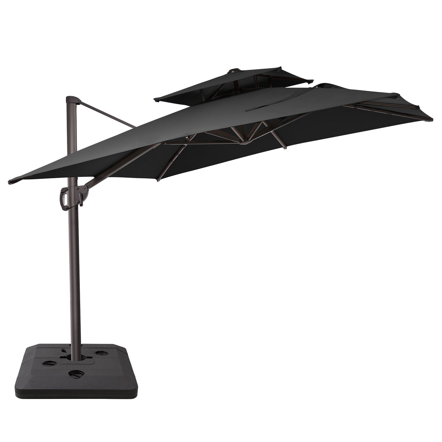 Crestlive Products 11x9ft Aluminum Double Top Crank Cantilever Patio Umbrella with Base