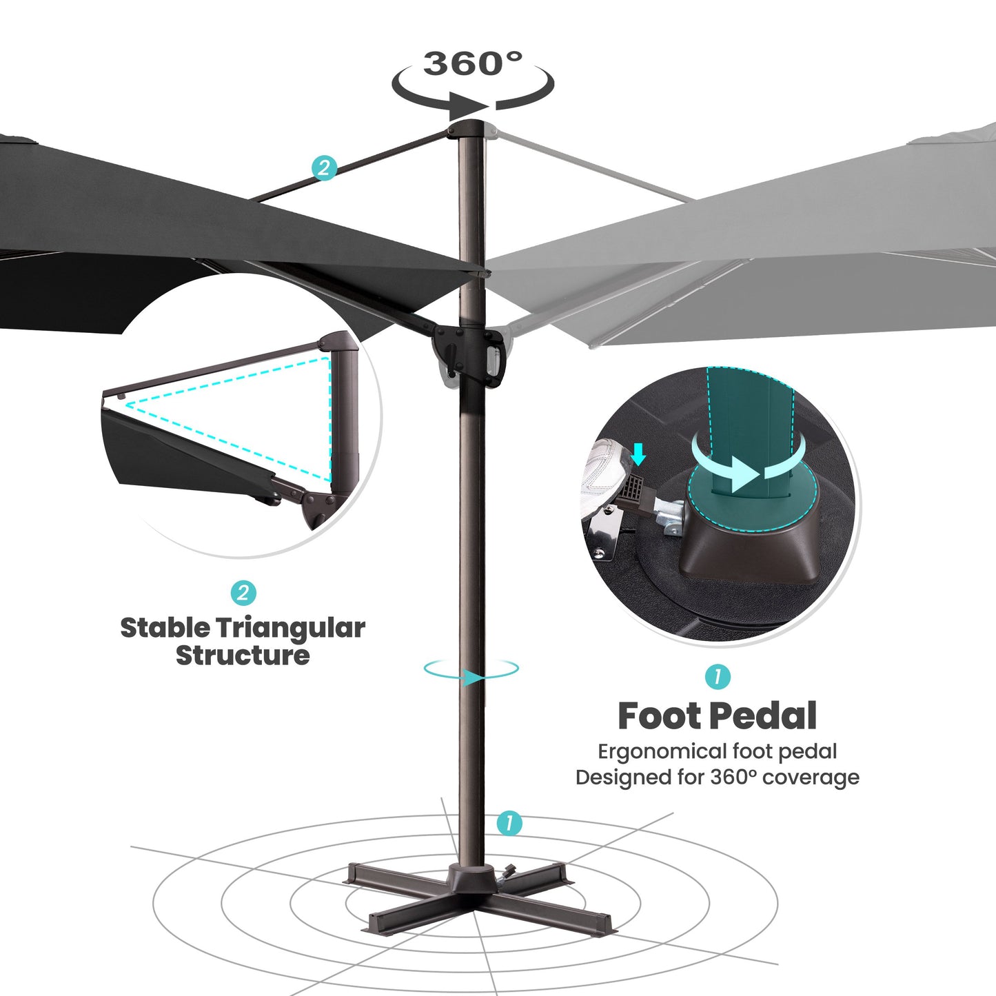 Crestlive Products 12x9ft Aluminum Crank Cantilever Patio Umbrella