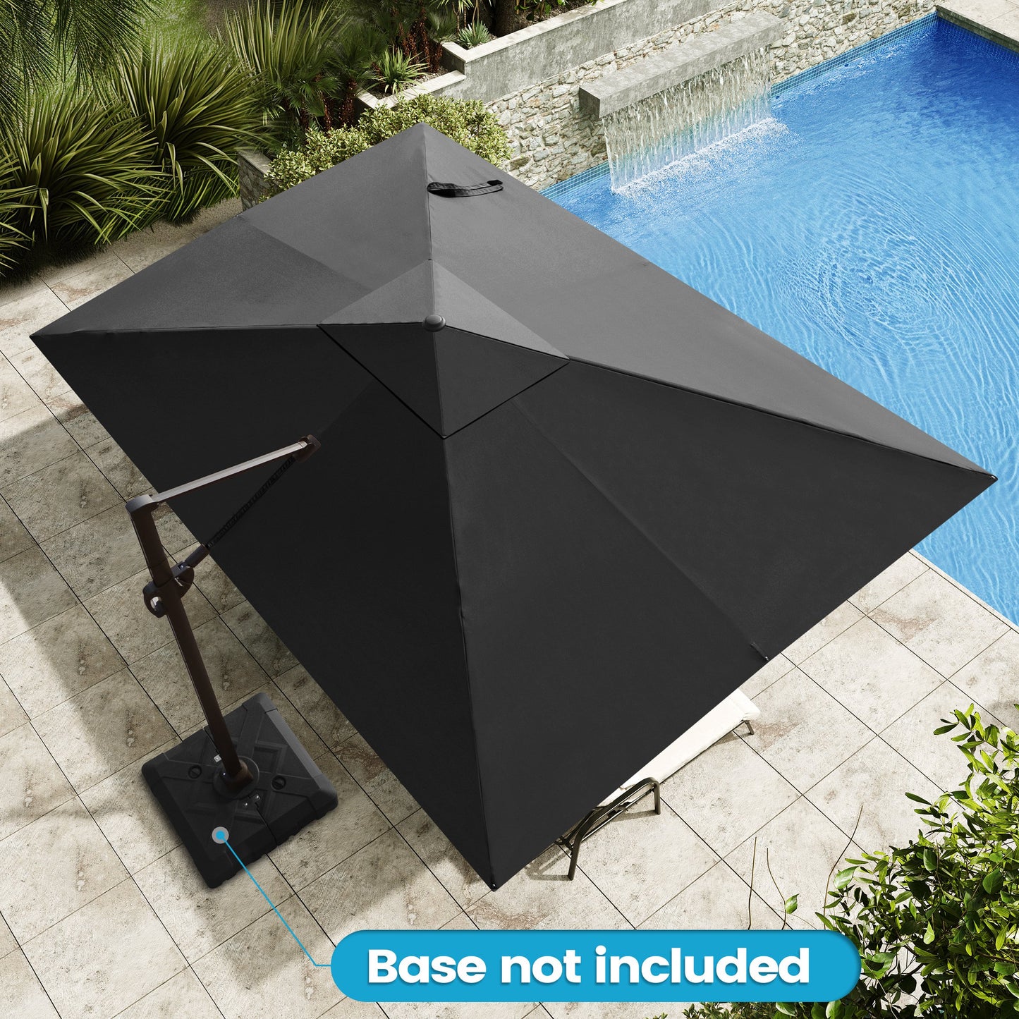 Outdoor 9x11 ft Rectangular Cantilever Umbrella Double Top 360° Rotation No Base