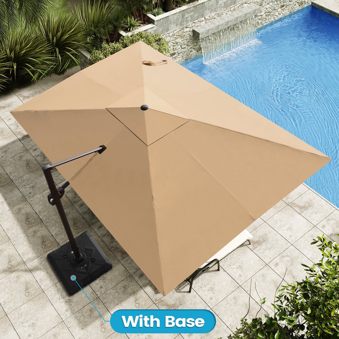 Crestlive Products 9x12ft Aluminum Crank Cantilever Patio Umbrella with Base