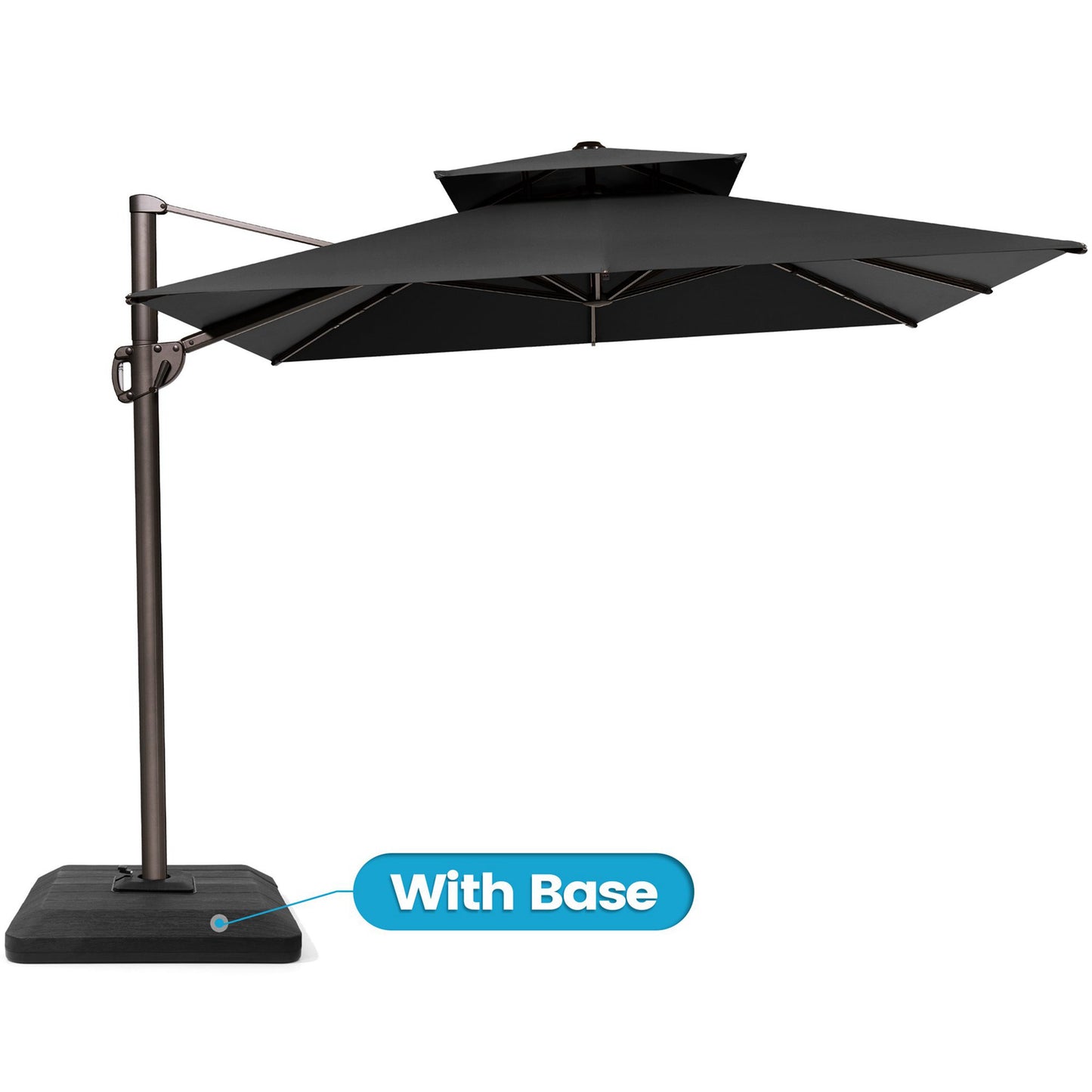 Crestlive Products 9x12ft Aluminum Dual Top Crank Cantilever Patio Umbrella with Base