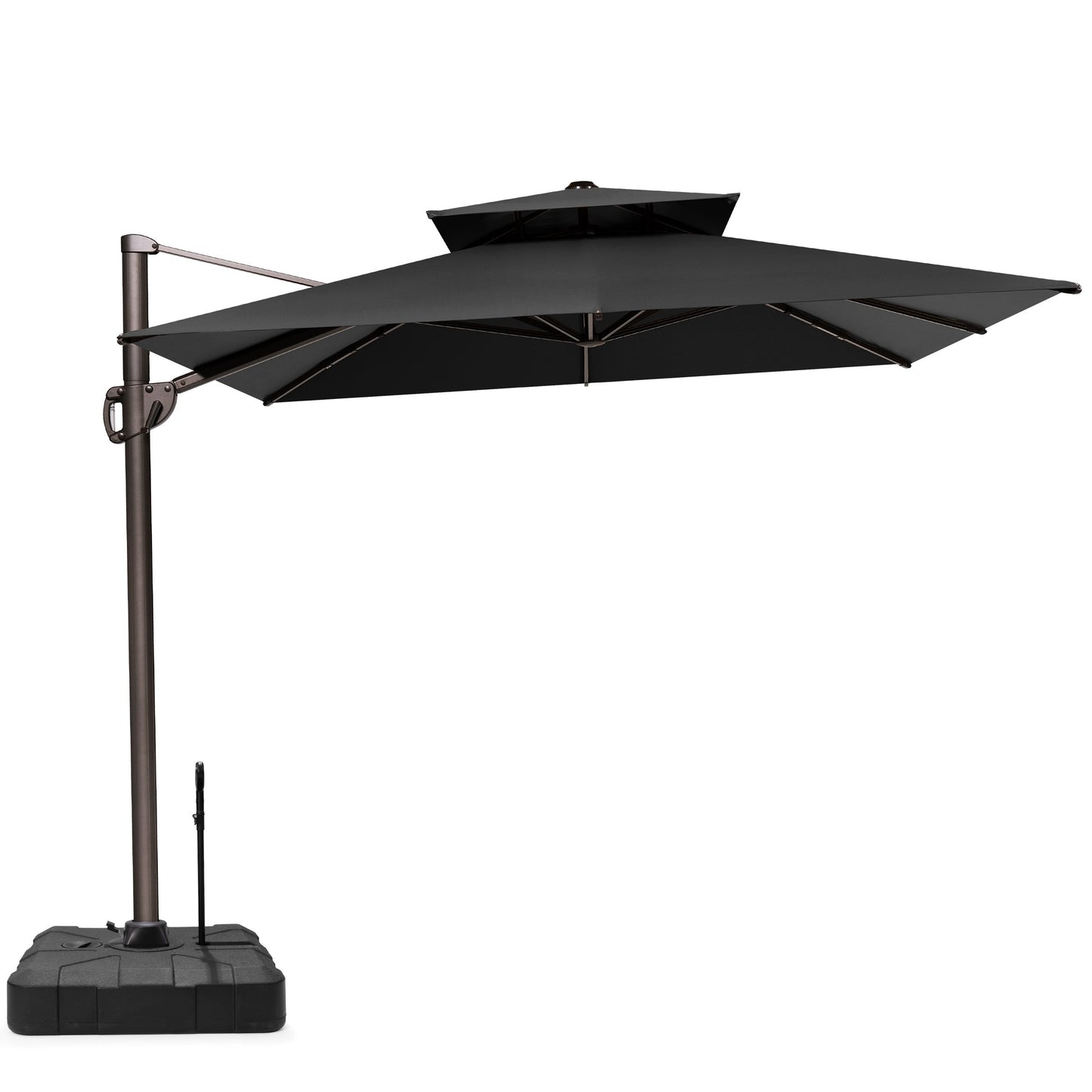 Crestlive Products 9x11ft Aluminum Double Top Crank Cantilever Patio Umbrella with Base