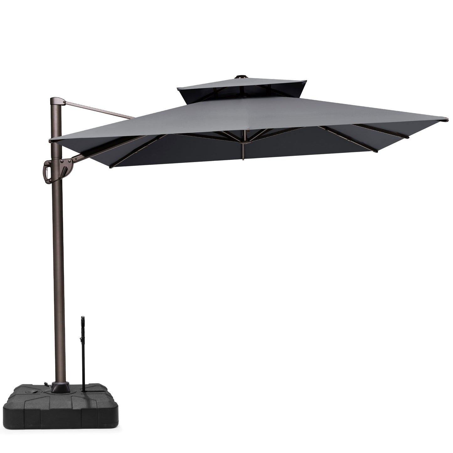 Crestlive Products 9x11ft Aluminum Double Top Crank Cantilever Patio Umbrella with Base