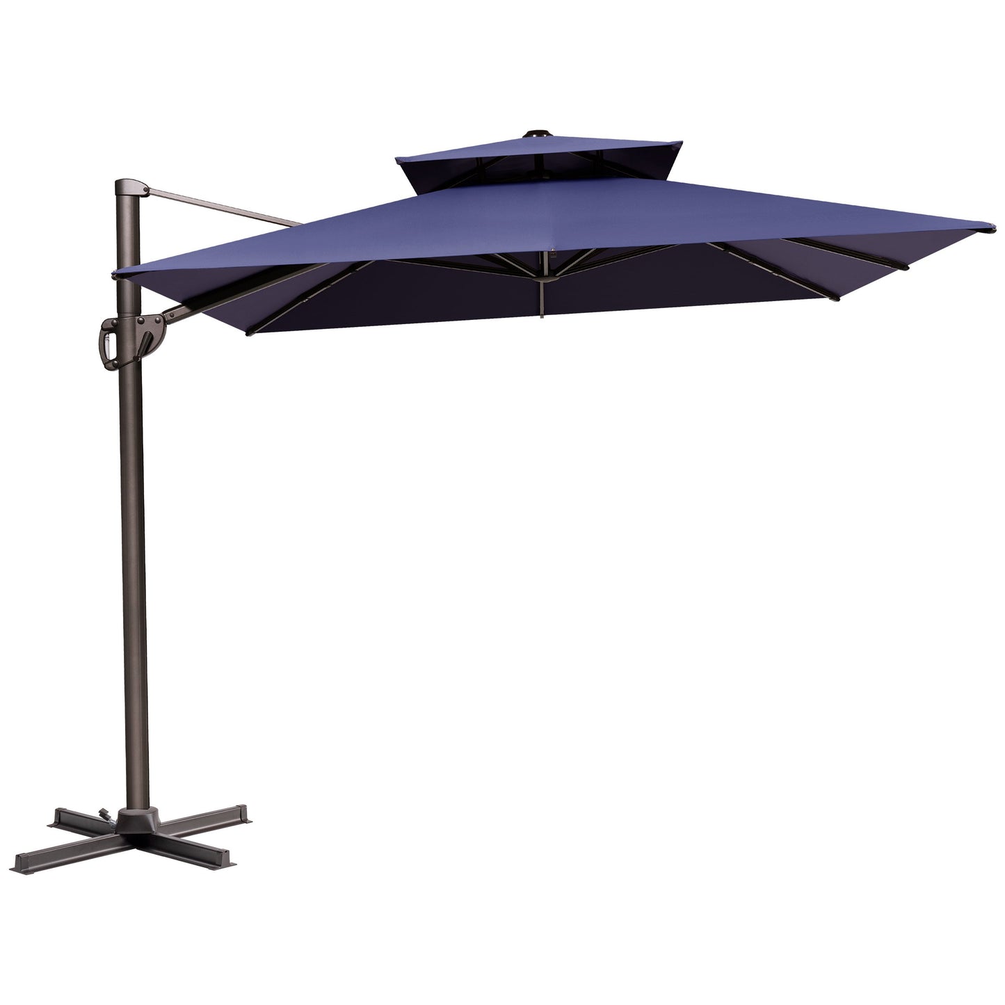 Crestlive Products 12x9ft Aluminum Dual Top Crank Cantilever Patio Umbrella