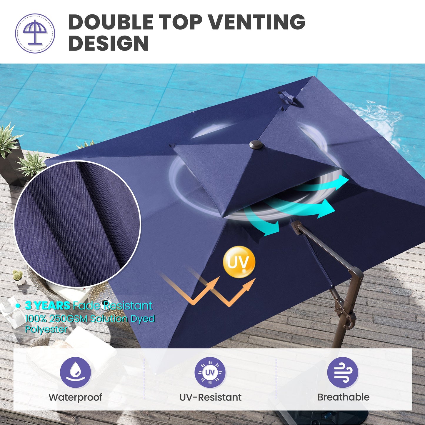 Crestlive Products 12x9ft Aluminum Dual Top Crank Cantilever Patio Umbrella