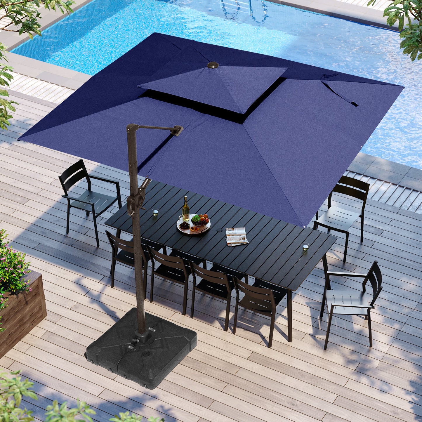 Crestlive Products 12x9ft Aluminum Dual Top Crank Cantilever Patio Umbrella