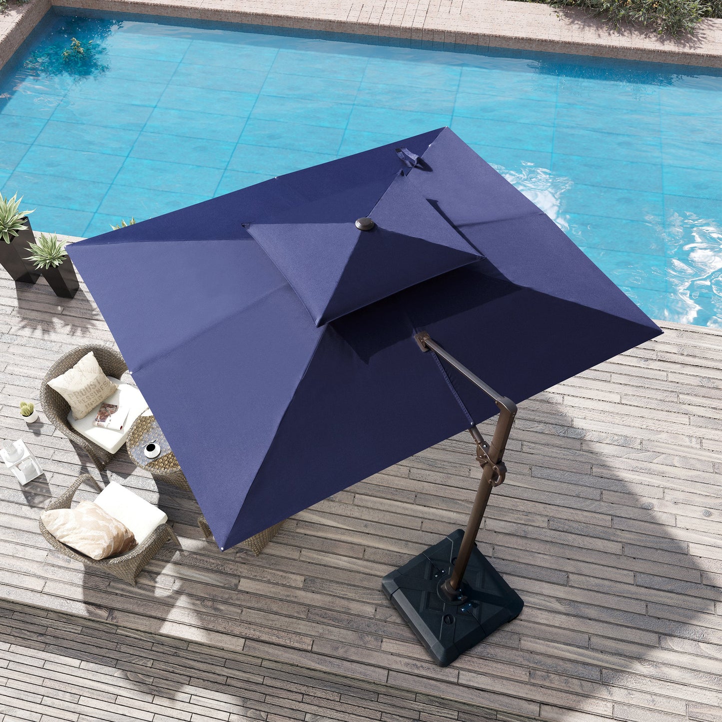 Crestlive Products 12x9ft Aluminum Dual Top Crank Cantilever Patio Umbrella