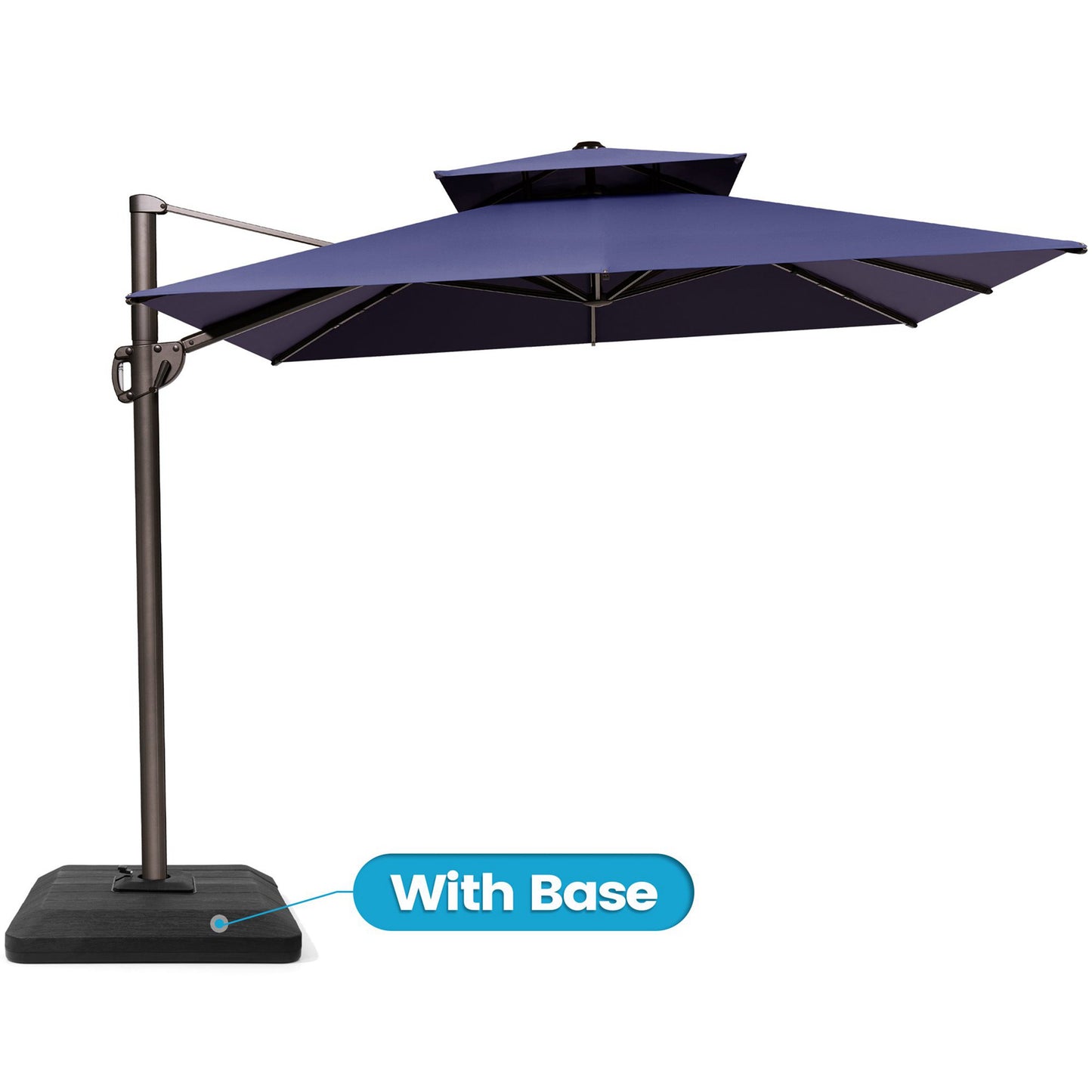 Crestlive Products 9x12ft Aluminum Dual Top Crank Cantilever Patio Umbrella with Base
