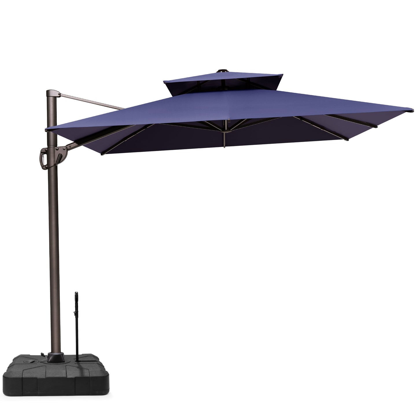 Crestlive Products 9x11ft Aluminum Double Top Crank Cantilever Patio Umbrella with Base
