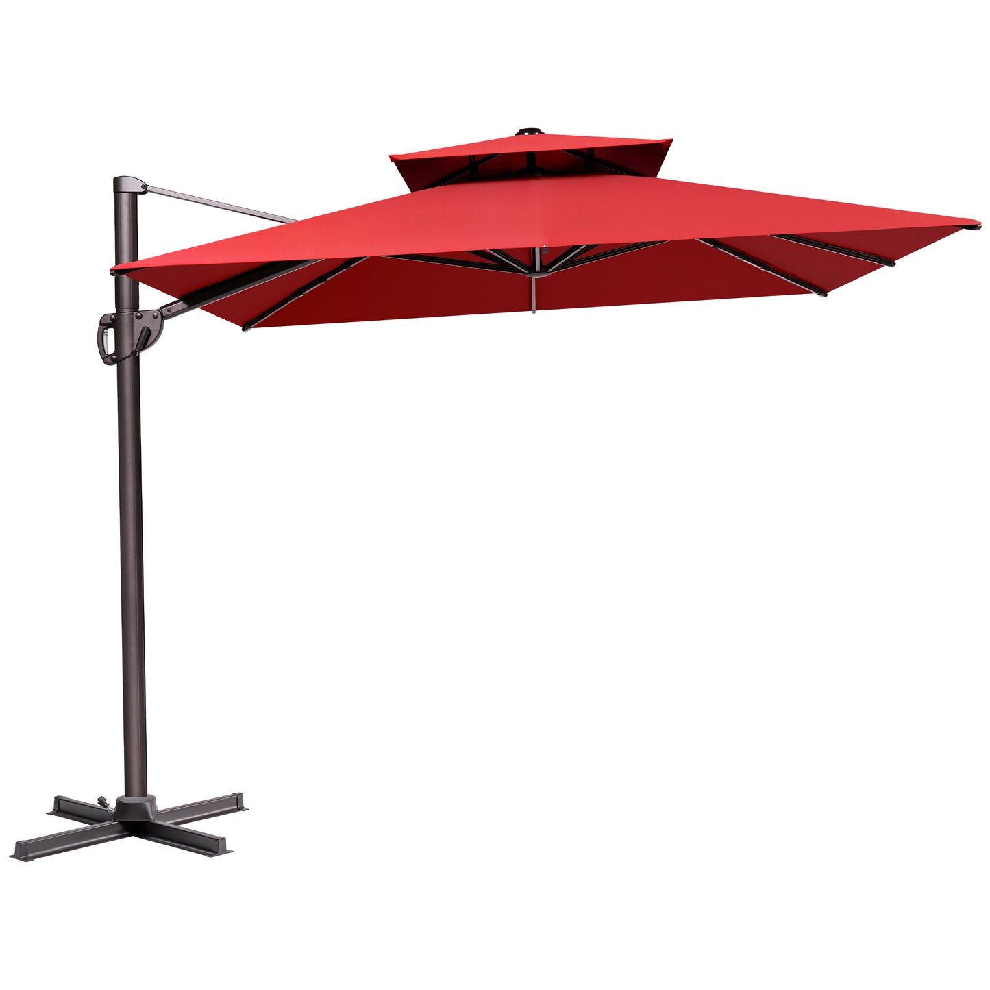 Crestlive Products 12x9ft Aluminum Dual Top Crank Cantilever Patio Umbrella with Base Options