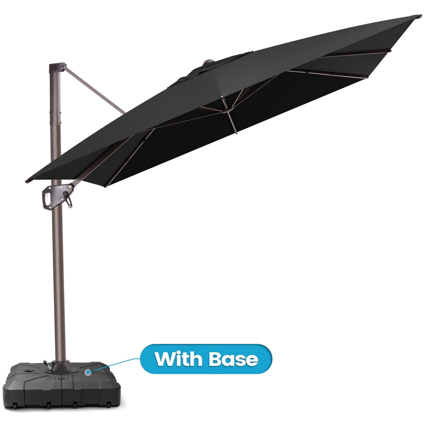 Crestlive Products 9x11ft Aluminum Crank Cantilever Patio Umbrella with Base