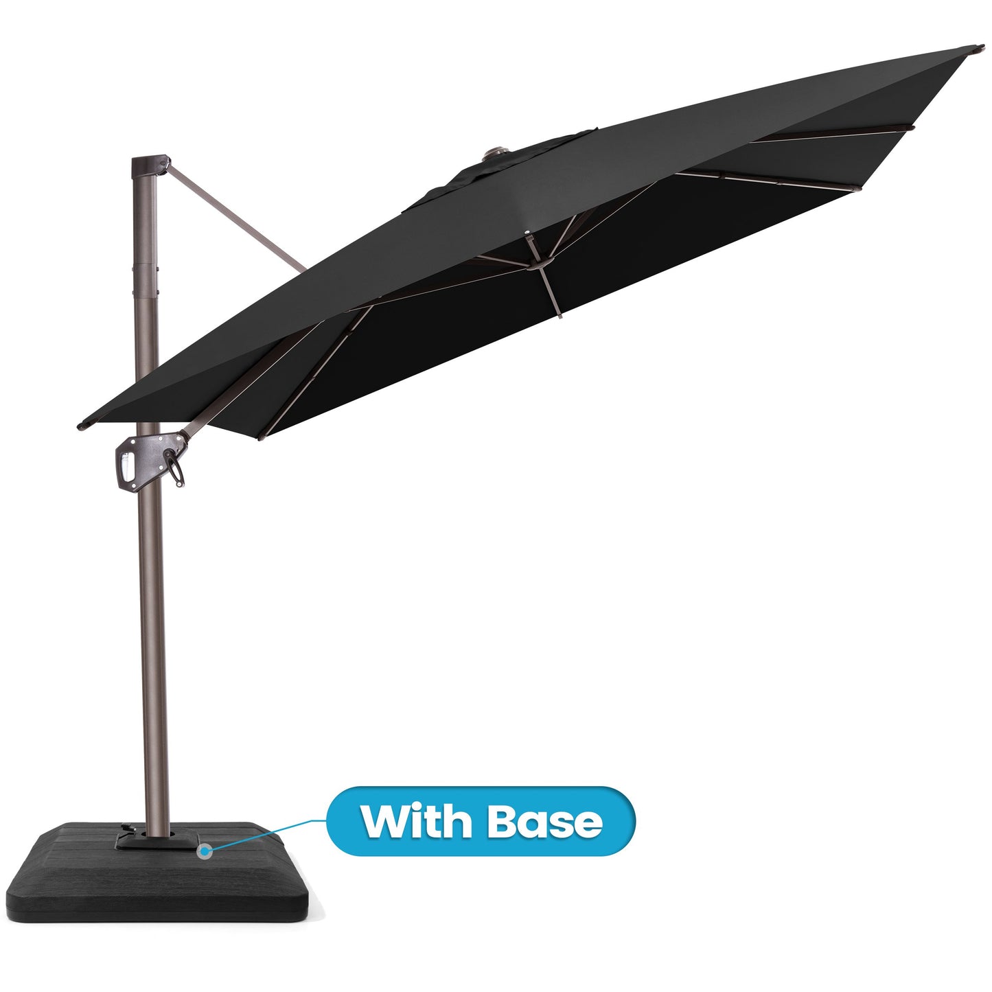 Crestlive Products 11x9ft Aluminum Crank Cantilever Patio Umbrella with Base