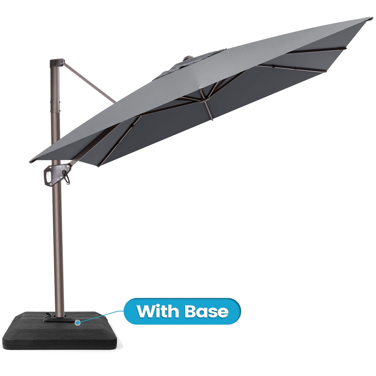 Crestlive Products 9x11ft Aluminum Crank Cantilever Patio Umbrella with Base