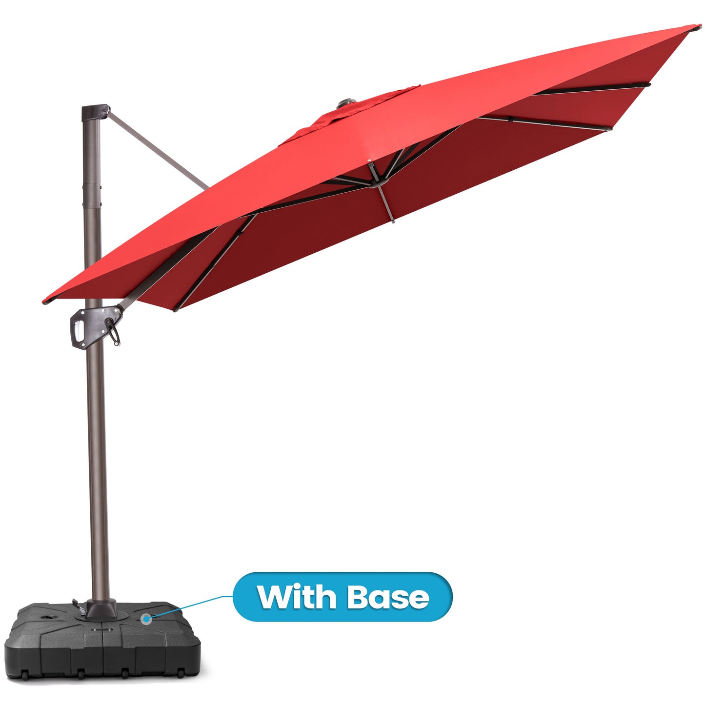 Crestlive Products 9x11ft Aluminum Crank Cantilever Patio Umbrella with Base