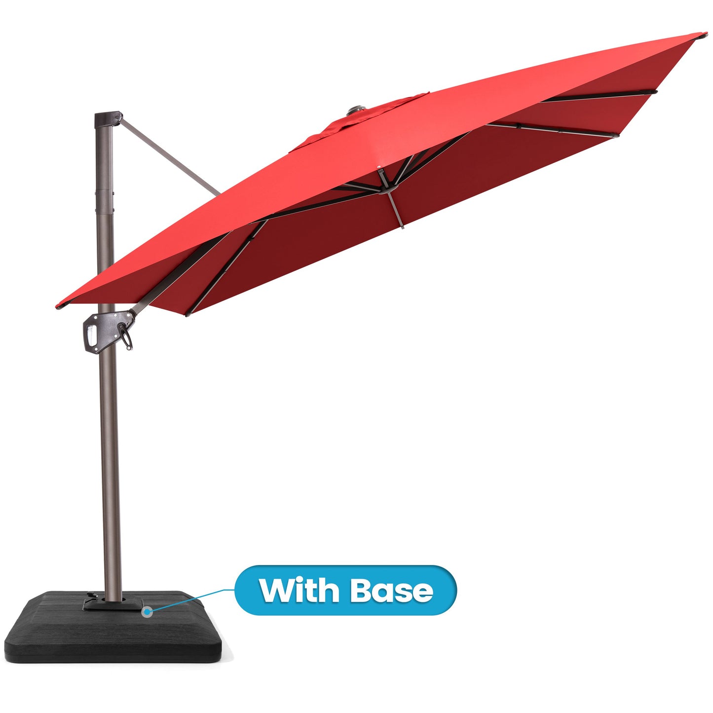 Crestlive Products 9x11ft Aluminum Crank Cantilever Patio Umbrella with Base