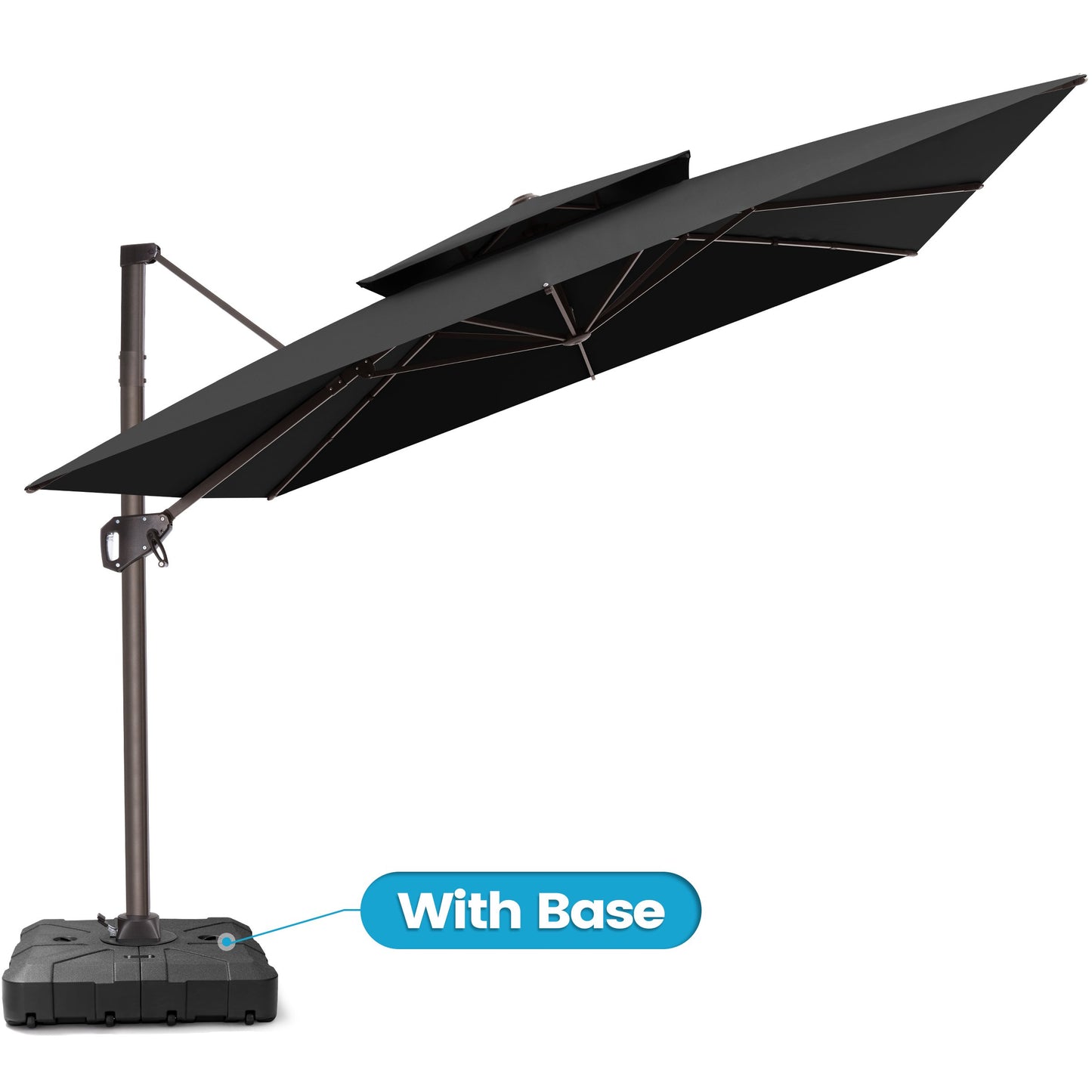 Crestlive Products 10x10ft Aluminum Double Top Crank Cantilever Patio Umbrella with Base