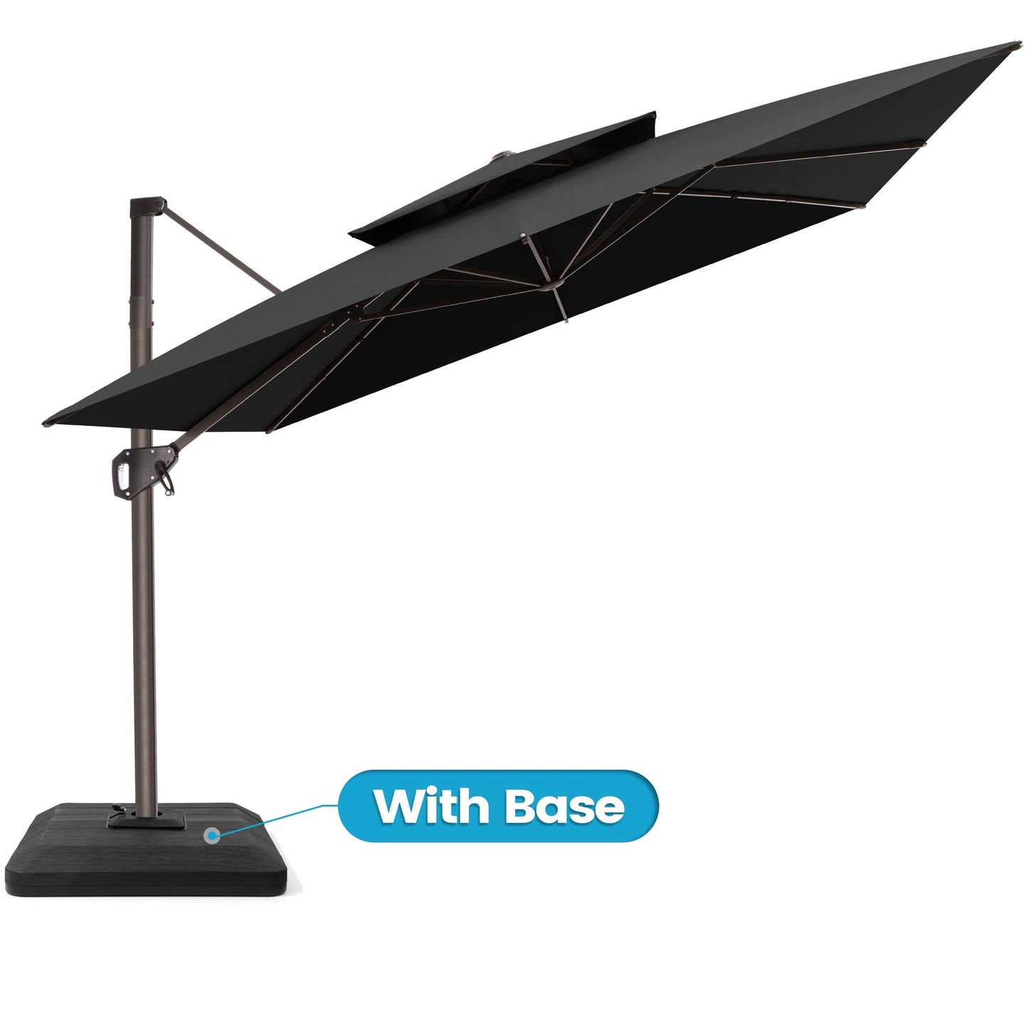 Crestlive Products 10x10ft Aluminum Double Top Crank Cantilever Patio Umbrella with Base