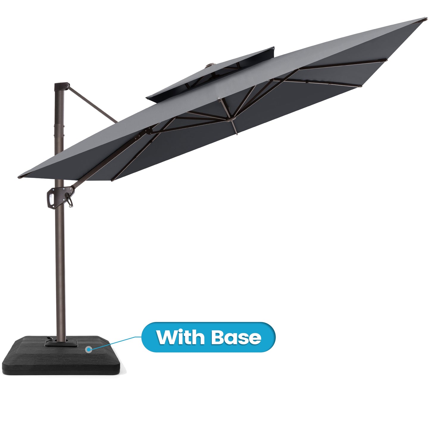 Crestlive Products 10x10ft Aluminum Crank Cantilever Patio Umbrella with Base