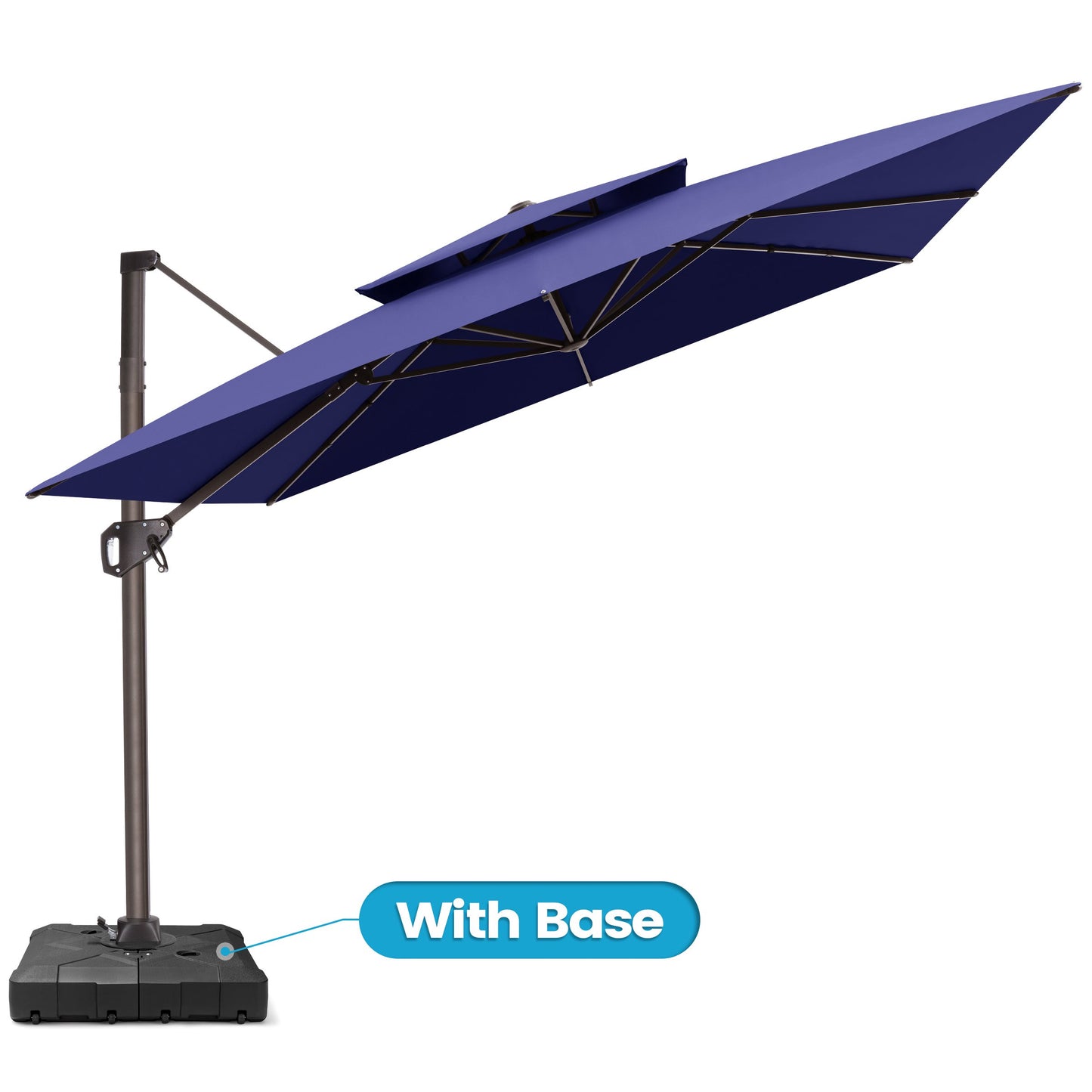 Crestlive Products 10x10ft Aluminum Double Top Crank Cantilever Patio Umbrella with Base