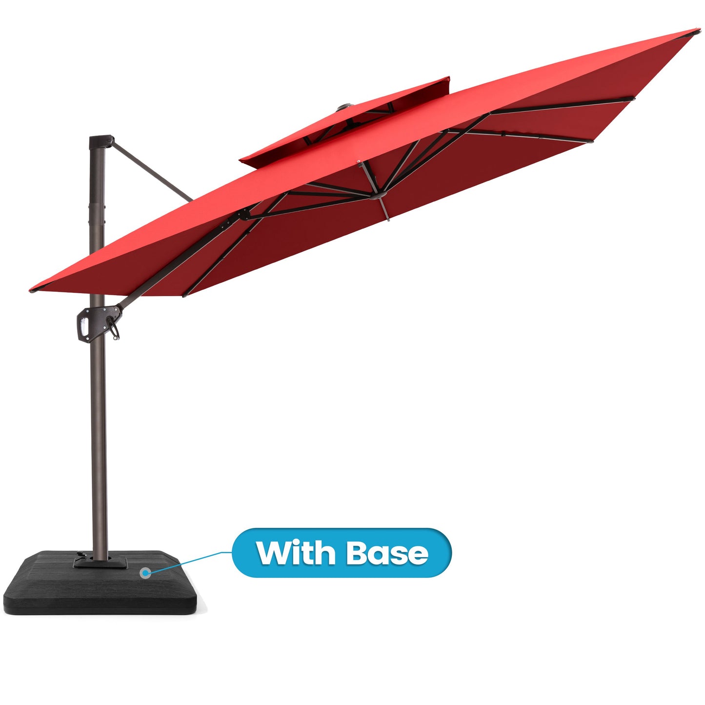 Crestlive Products 10x10ft Aluminum Crank Cantilever Patio Umbrella with Base