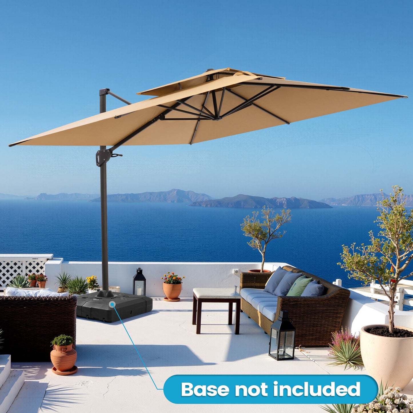 Crestlive Products 10x10ft Aluminum Crank Cantilever Patio Umbrella