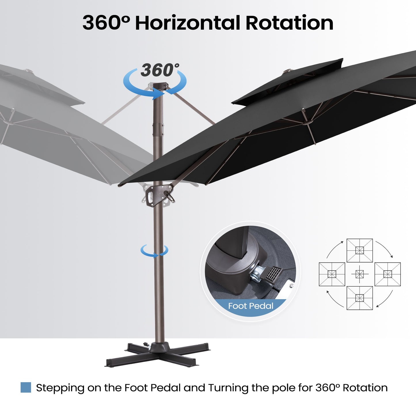 Crestlive Products 11x9ft Aluminum Dual Top Crank Cantilever Patio Umbrella