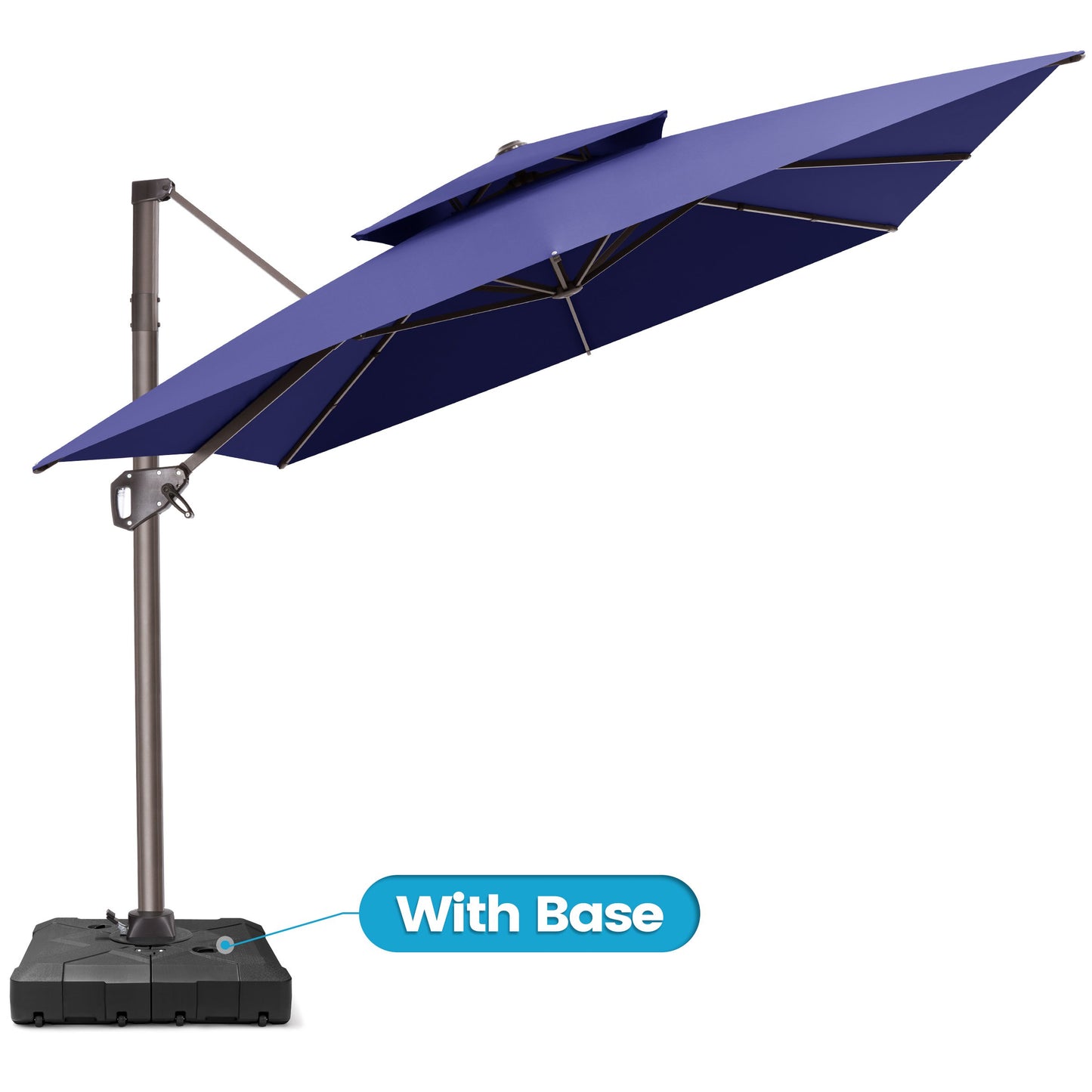 Crestlive Products 11x9ft Aluminum Double Top Crank Cantilever Patio Umbrella with Base
