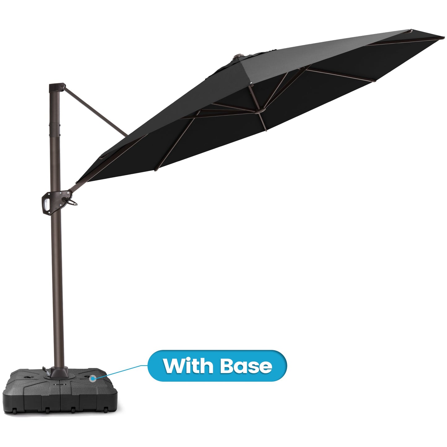 Crestlive Products 11x11ft Aluminum Crank Cantilever Patio Umbrella with Base