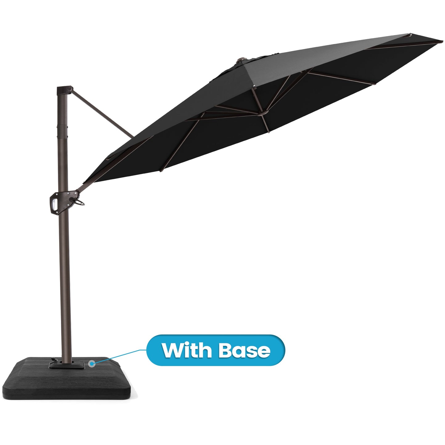 Crestlive Products 11x11ft Aluminum Crank Cantilever Patio Umbrella with Base