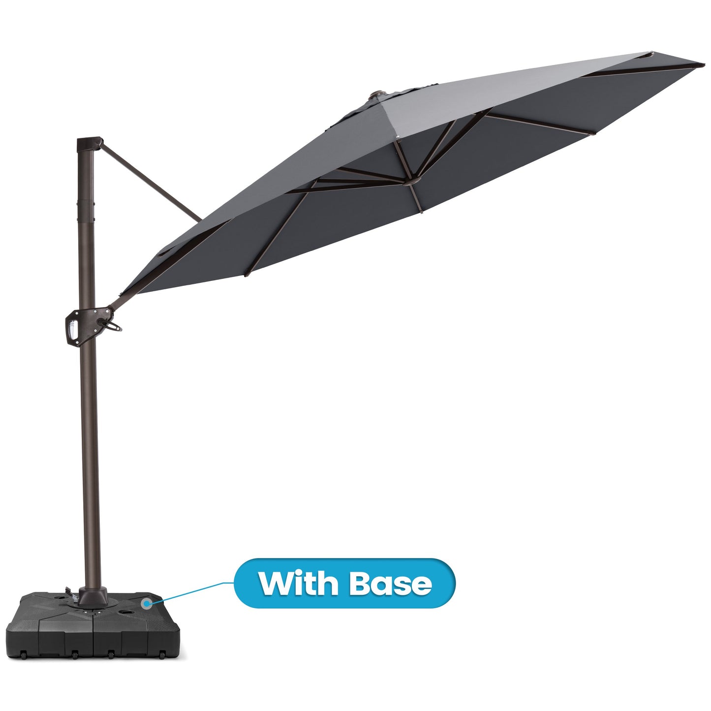 Crestlive Products 11x11ft Aluminum Crank Cantilever Patio Umbrella with Base