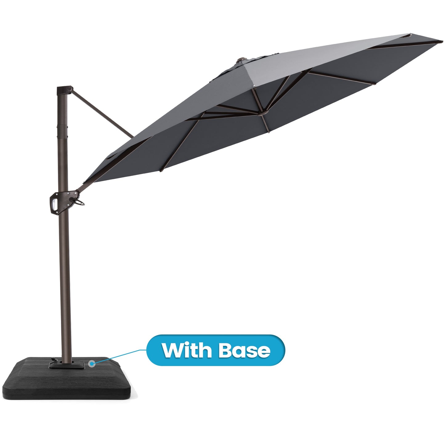 Crestlive Products 11x11ft Aluminum Crank Cantilever Patio Umbrella with Base