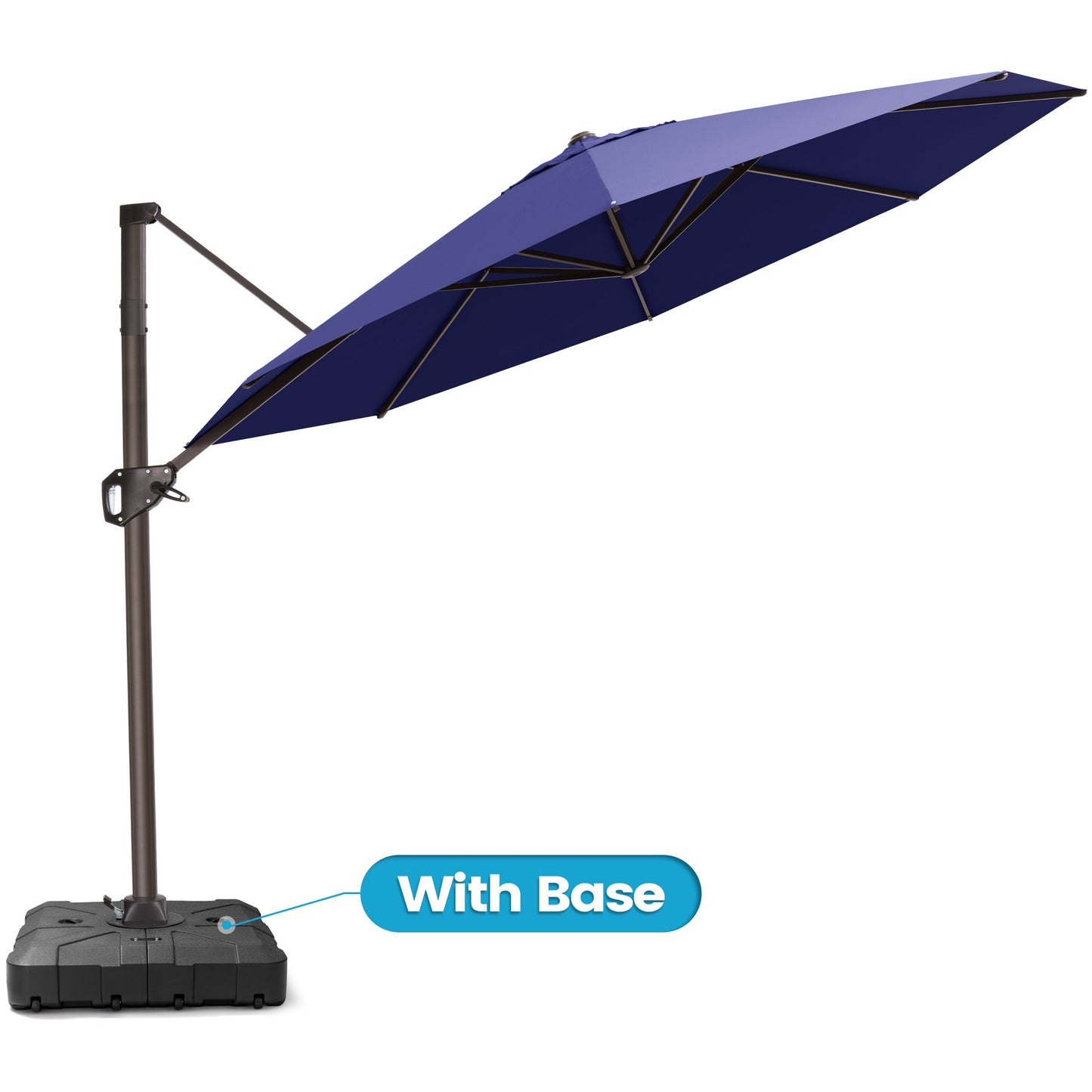 Crestlive Products 11x11ft Aluminum Crank Cantilever Patio Umbrella with Base