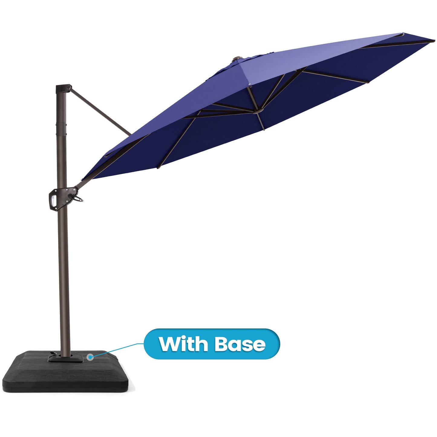 Crestlive Products 11x11ft Aluminum Crank Cantilever Patio Umbrella with Base
