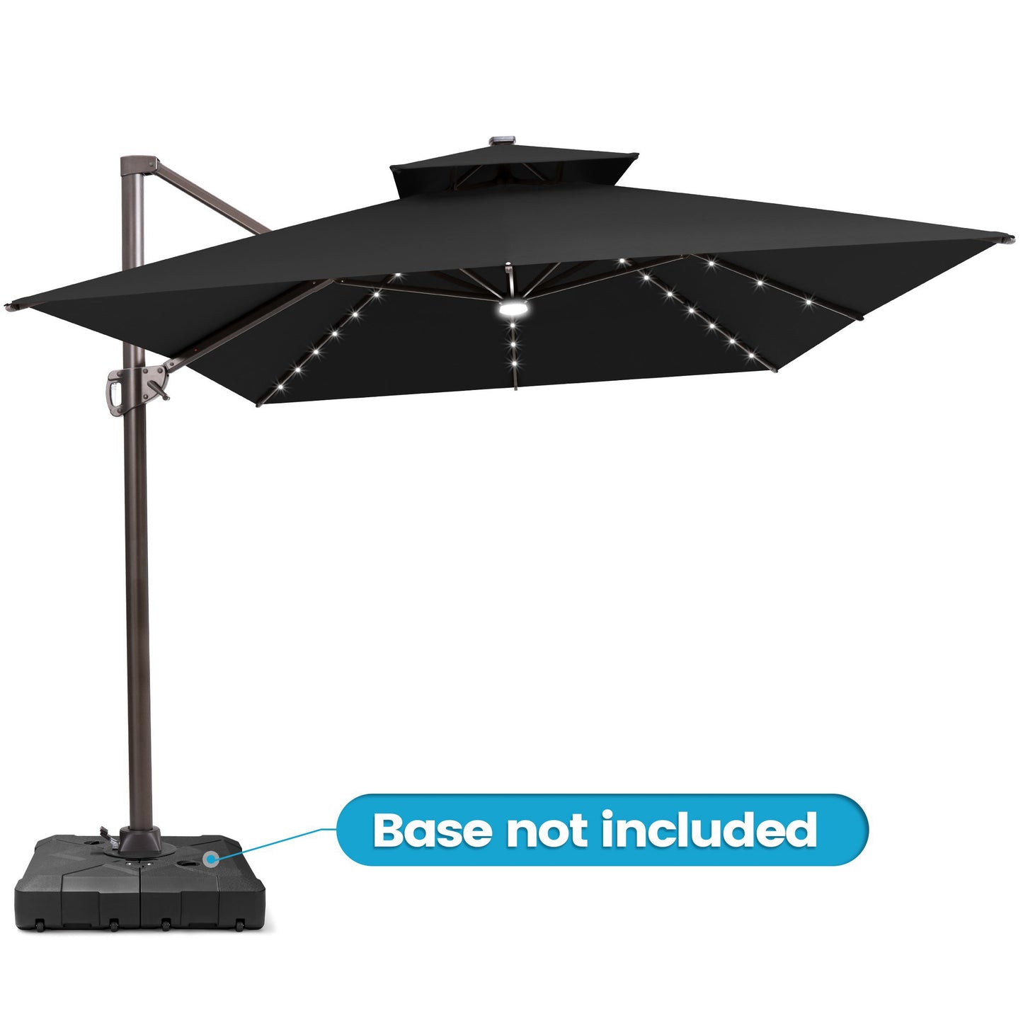 Crestlive Products 10x13ft Aluminum Crank Cantilever Patio Umbrella with Lights withnot Base