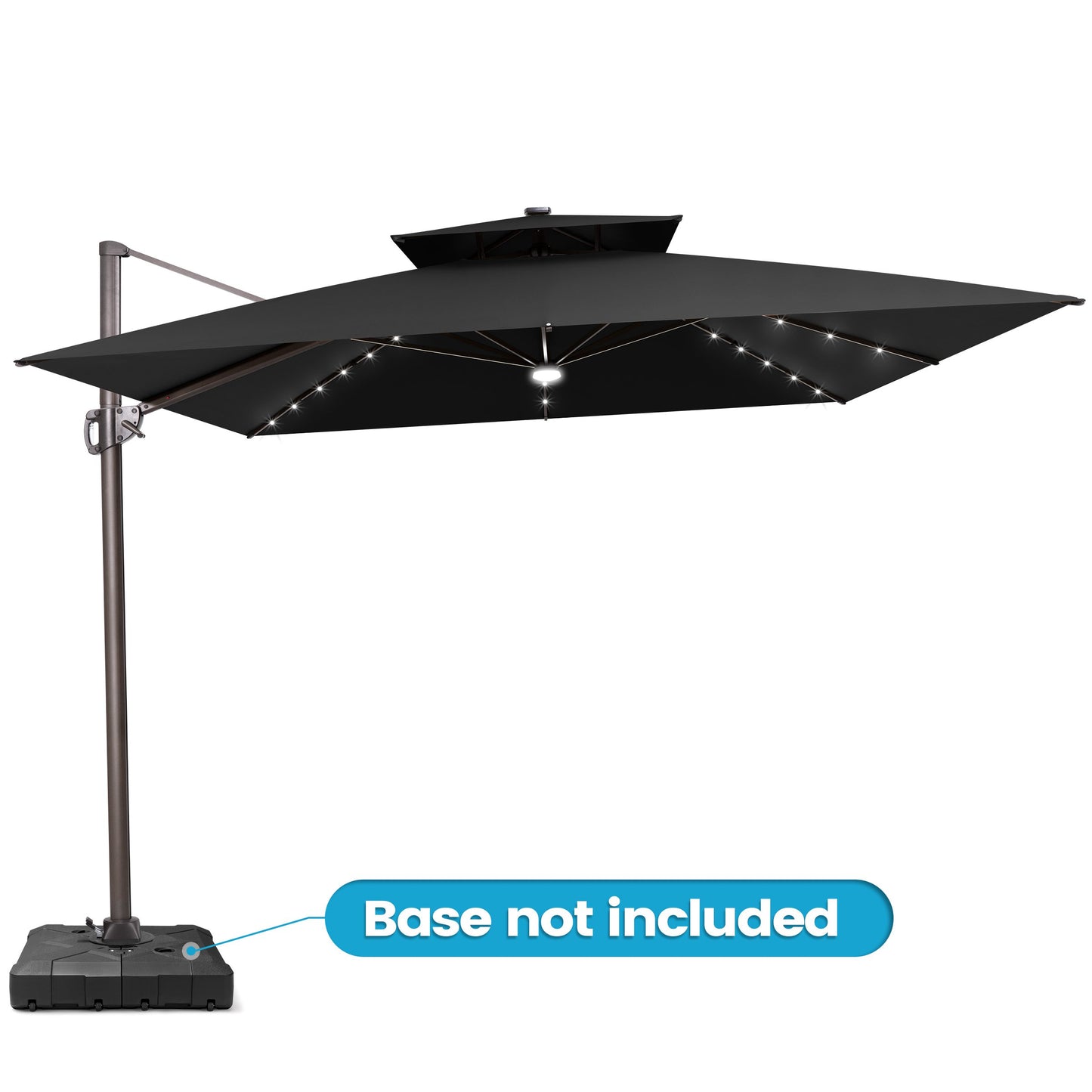 Crestlive Products 11x11ft Aluminum Cantilever Patio Umbrella with Lights withnot Base