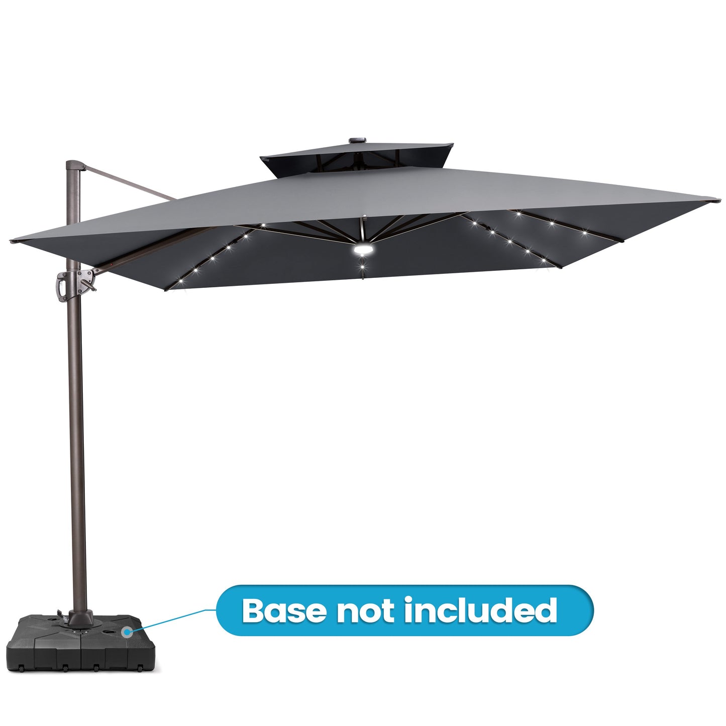 Crestlive Products 11x11ft Aluminum Cantilever Patio Umbrella with Lights withnot Base