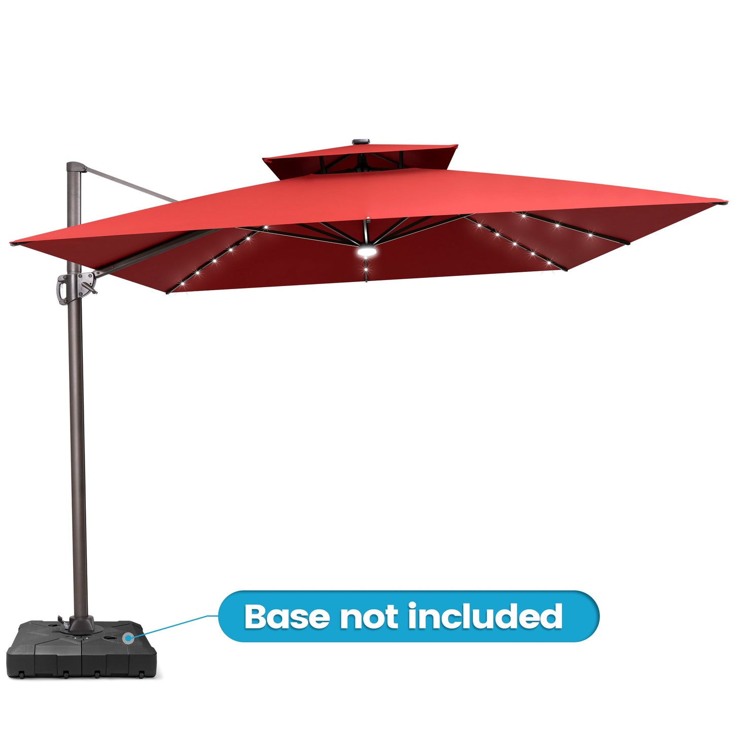 Crestlive Products 11x11ft Aluminum Double Top Cantilever Patio Umbrella with Lights