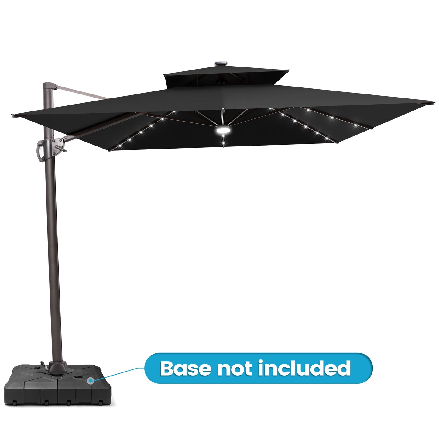 Crestlive Products 11x9ft Aluminum Dual Top Crank Cantilever Patio Umbrella with Lights