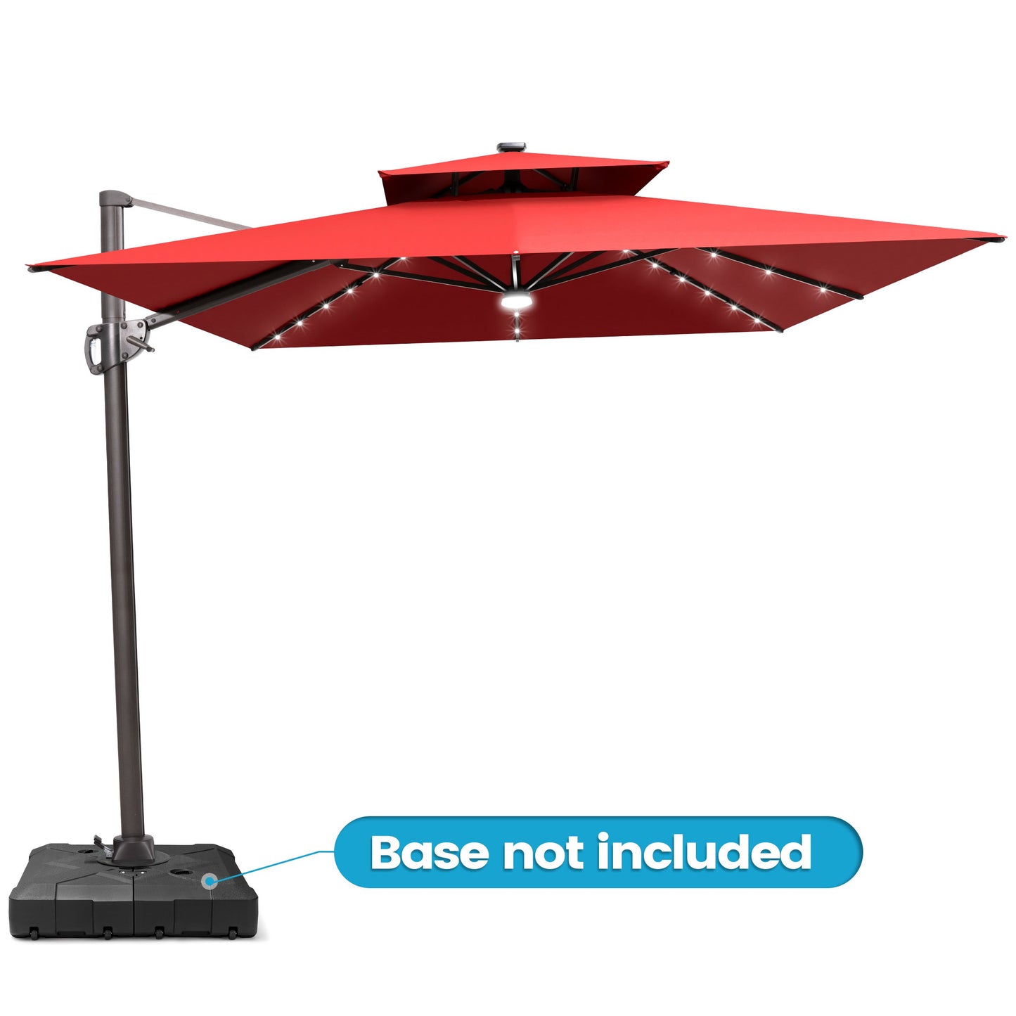 Crestlive Products 11x9ft Aluminum Dual Top Crank Cantilever Patio Umbrella with Lights