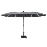 15x9 ft Aluminum Market Umbrella with Solar LED Lights